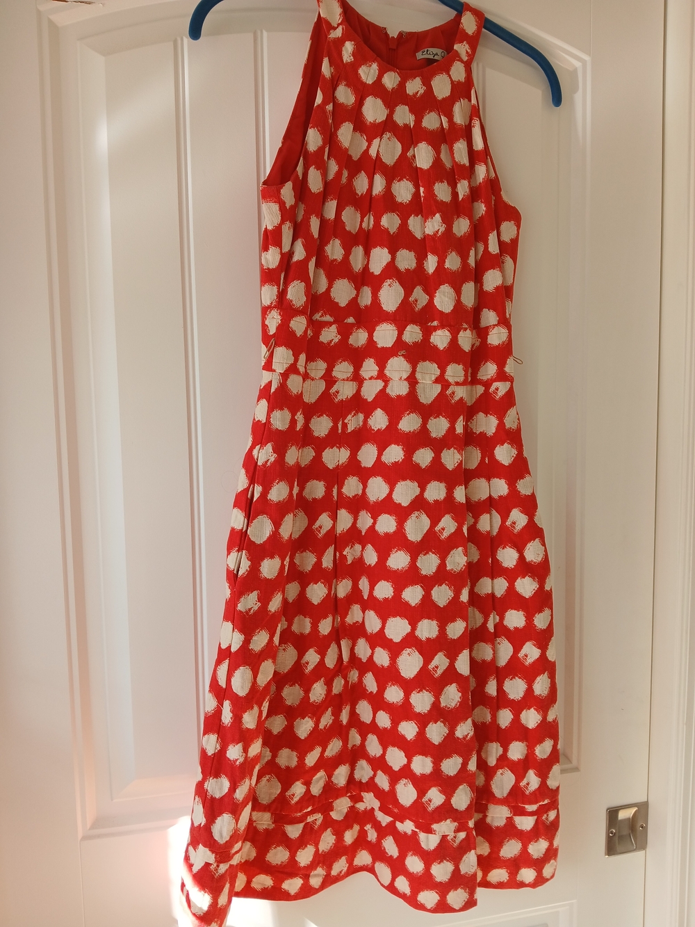 Eliza J Red and White Polka Dot Sleeveless Fit-and-Flare Dress